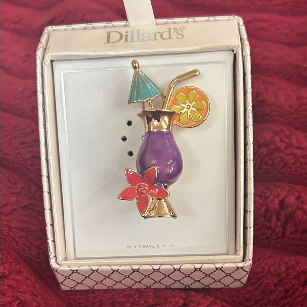 Dillard's Purple and Gold Cocktail Brooch